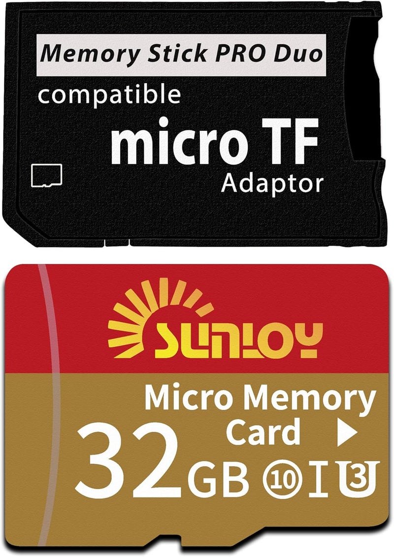 Sunloy PSP Memory Stick Adapter with 32GB Micro SD Card, Micro SD/SDHC/SDXC to Memory Stick PRO Duo MagicGate Card Compatible with PlayStation Portable, Camera, Handycam, Cell Phone & PSP 1000/2000/3000 - Image 1